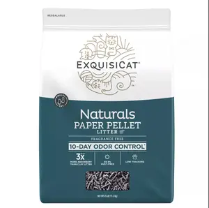 ExquisiCat Naturals Multi-Cat Paper Pellet Cat Litter - Unscented, Low Dust, Low Tracking, Natural 25LB