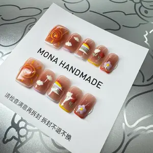 UNIQUE short Press On Nails - , Easy Application, Adorable Diamond Accents, Perfect for Any Occasion nail sets