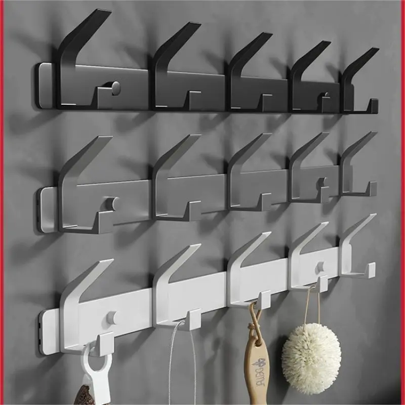 Gun ash hanging clothes hook wall hanging wardrobe towel bathroom row hook ceramic tile no drilling fixed bathroom clothes hook