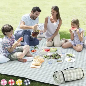 Extra Large Picnic Outdoor Blanket, 80''x80'' Waterproof Foldable Blankets Gingham Picnic Mat for Beach, Camping Grass Lawn Park Accessories Cute Couple Gifts Ideas Wedding Registry(Green White)