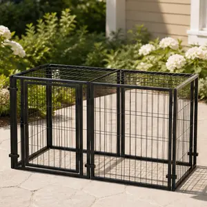 ARCH 47.2" Dog Crate for Small Medium Large Dogs, Metal Pet Playpen Cage Kennel with Black Finish, Indoor Outdoor Use, Easy Assembly, Spacious 47.2x23.6x23.6 Inches, Puppy Enclosure for Yard Home Travel, Black Color Options, Metal Material