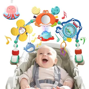 Musical Baby Stroller Arch, Travel Car Seat Toys, Baby Play Arch Crib Accessory, Mobile for Bassinet, Pram Activity Arch Bar for Babies Infants