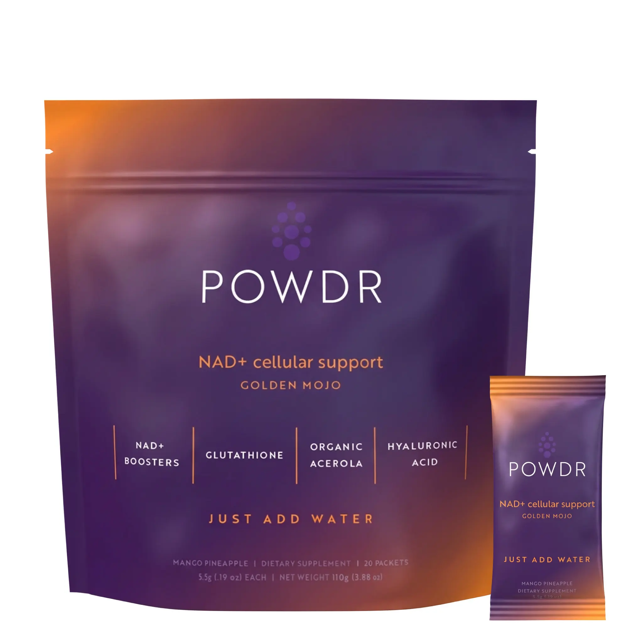 drinkpowdr Healthcare NAD+ Cellular Support Drink Powder with Magnesium, NR + NAD+ Precursors Antioxidant Complex, Electrolyte-Infused Daily Hydration, Sugar-Free & Naturally Flavored