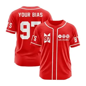 Custom Kpop Idol Baseball Jersey Shirts, Bangtan Back Again 2026 Tour Casual Loose Short Sleeve V Neck T-shirt for Summer, Fashion Men's Top for Daily Wear, Vibes
