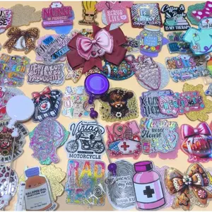 50pcs Random Cartoon Acrylic Flatbacks Used for DIY Badge Reels ,Clips,Pendant Diy Craft for Stretch Keychain Beaded Mesh