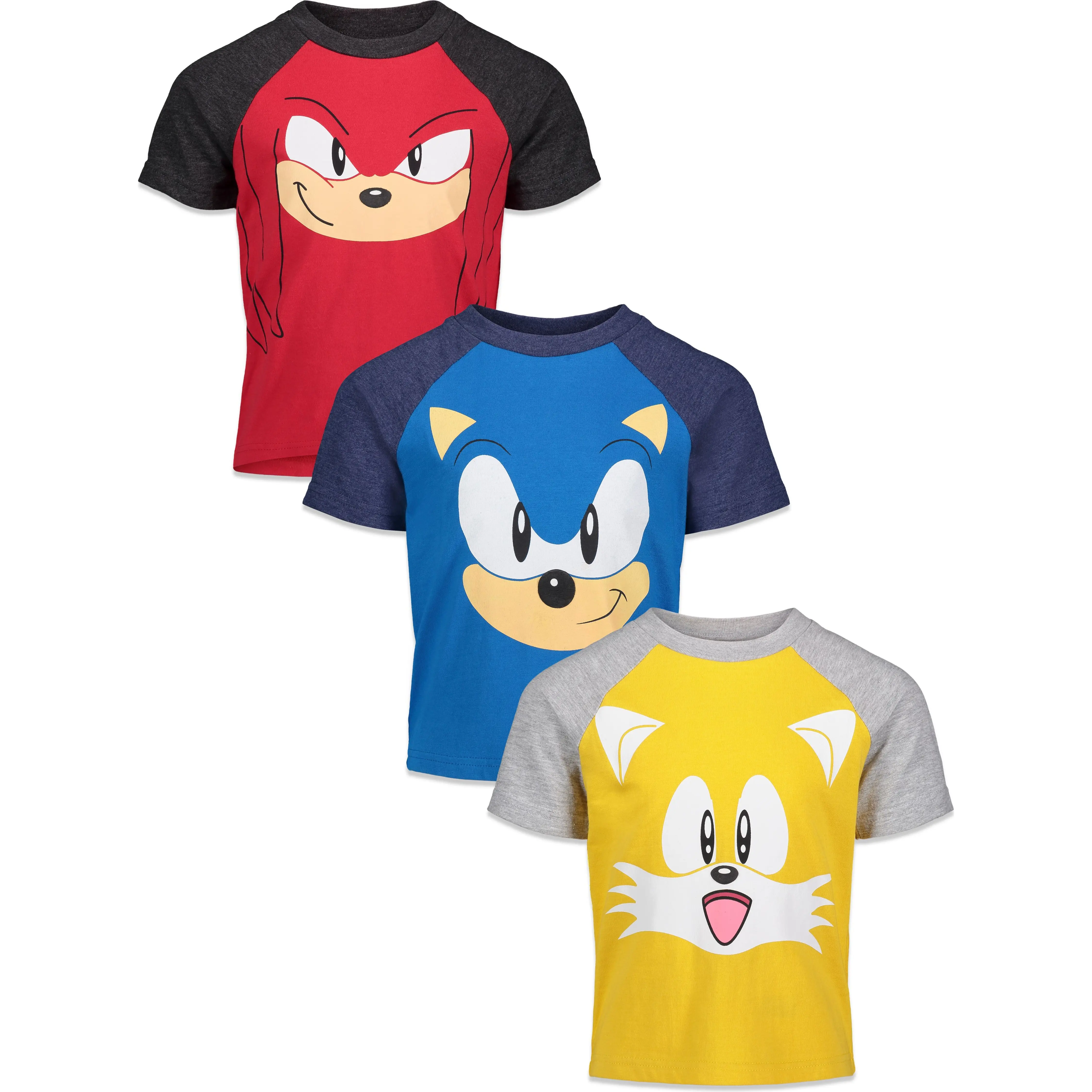 SEGA Sonic the Hedgehog Boys' 3-Pack Short Sleeve T-Shirts, Kids Clothing, Casual Wear with Character Prints, Toddler to Big Kid