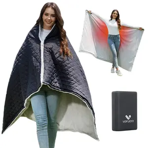 VOFUOTI black wireless heating pad, wearable—suitable for outdoor sports, camping, keeping warm, fishing, and travel. Fast heating, three temperature settings, 15,000 mAh battery. Machine washable. A perfect gift for family and loved ones.