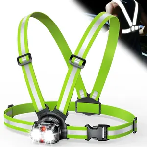 Running Lights for Runners 800LM, 6 Modes Running Light with 45°Adjustable Tilt, IPX5 Waterproof Rechargeable Visibility Reflective Vest for Night Walking/Cycling/Jogging, 4-25Hrs Runtime