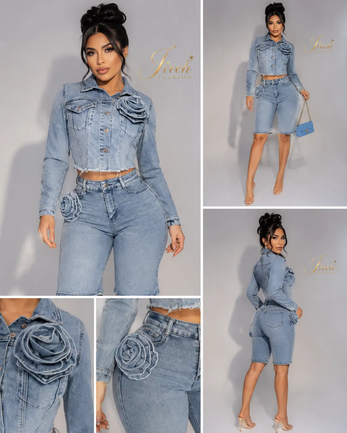 Women's 3D Flower Rhinestones Jacket, Womenswear Outerwear (ONLY JACKET)