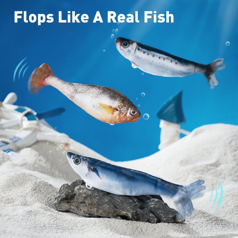 Cats OBSESSED with These Realistic Flopping Fish!  3-Pack Interactive Toy. Tap to Activate & Rechargeable. Comes with Catnip!
