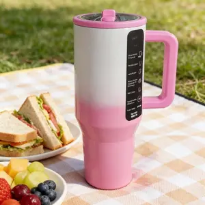 32oz Pink-White Gradient Insulated Tumbler Leak-Proof for Fitness & Daily Commute Stylish & Versatile Drinkware life racing water bottle outdoor dispenser