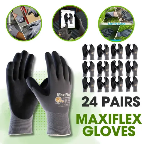 12/24 Pares Guantes Para Trabajo - MaxiFlex Foam Work For Men - Enhanced Grip Maxi Flex Nitrile Gloves Coated