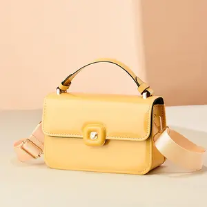 Small Size Women's Handbag & Crossbody Bag with Minimalist Flap Design & Cute Square Lock Hardware with a Tiny Heart Detail