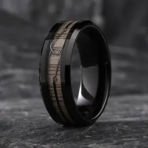 Gentlebands Handmade Men's Tungsten Fishing Hook Wedding Ring The Interlock
