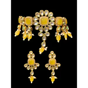 C60 Medha Kundan choker - yellow  ( READY TO SHIP )