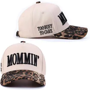 MOMMIN Vintage Two-Tone Trucker Hat Adjustable Baseball Cap with Mommin Embroidery Ponytail Fit Uni Outdoor Casual Headwear