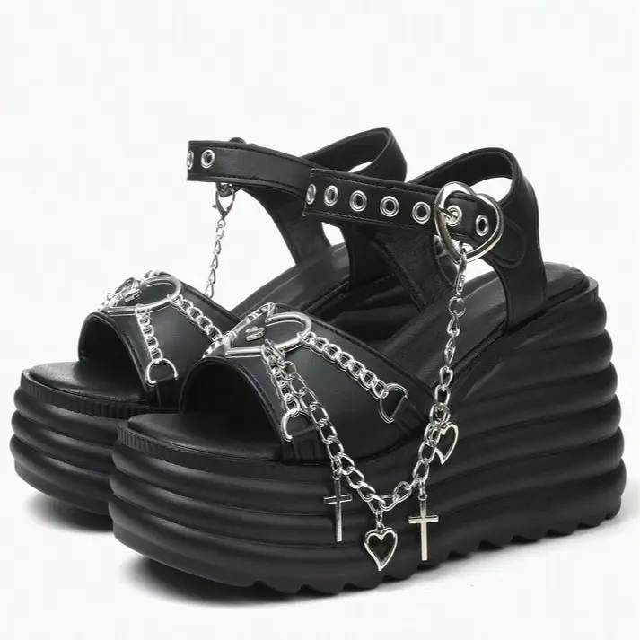 black with layered wedge