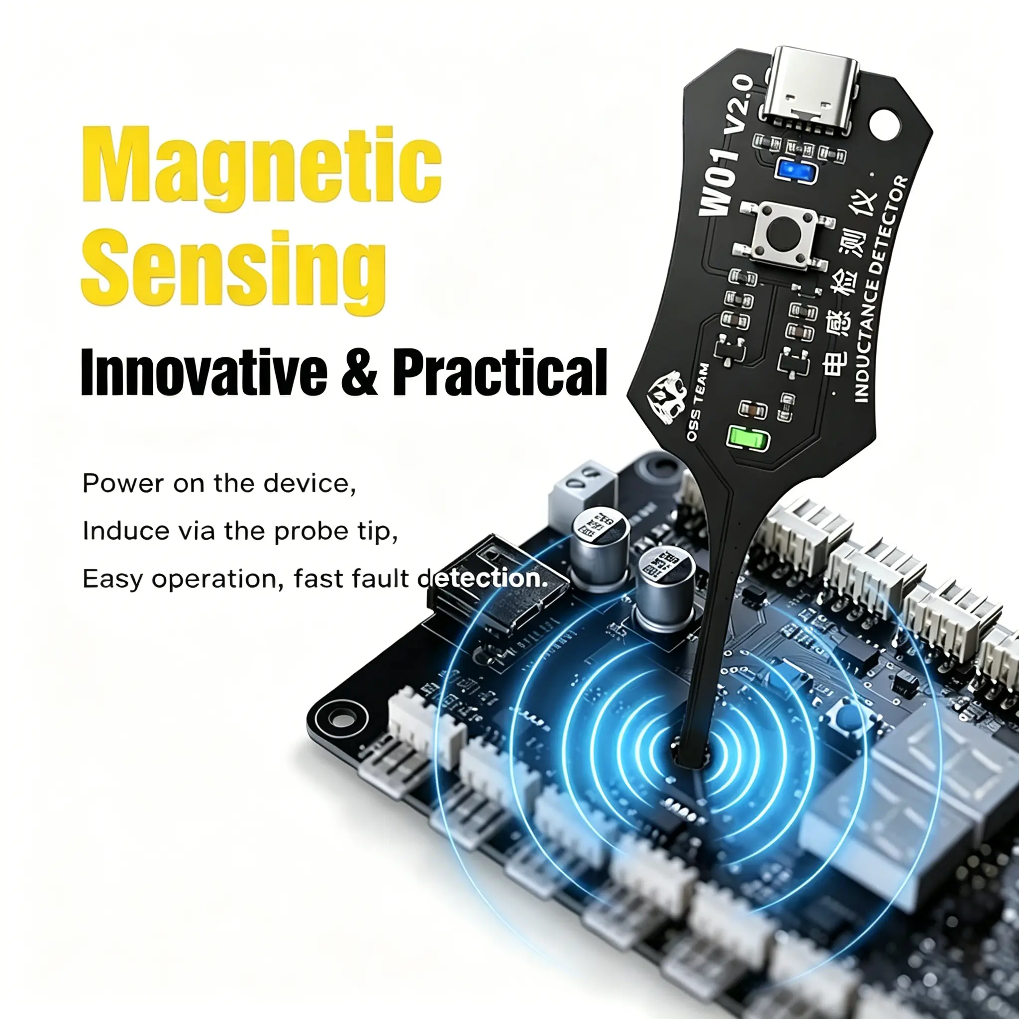 Compact and Portable Electromagnetic Induction Tester, Type-C Power Circuit Continuity Checker for Mobile Phones, Lamps & Appliances, Electrical Measuring Tool for Fault Detection & Maintenance