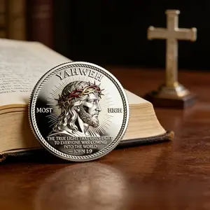 Jesus Memorial Coin True Light John Gospel 19 Religious Collection Commemorative Coin, Collectible Religious Memorabilia, Religious Decoration, Religious Ornament