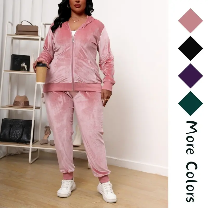 plus size velour tracksuit set - TikTok Shop