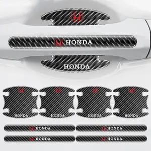Carbon Fiber Textured Car Door Handle Protector, 4/8pcs Anti-Collision Guard, Easy Installation for Honda Mugen Civic Accord Crv Hrv Jazz Cbr Vtec Vfr
