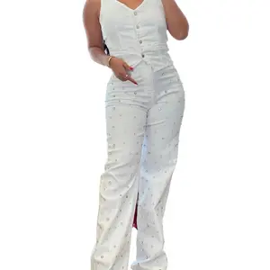 Marie Stone & Bling White Denim July Style Pants