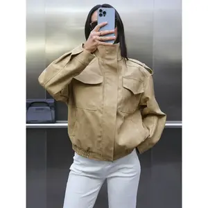Women's Winter New Jacket Zipper Oversized Stand Collar Multiple Pockets Workwear Street Style Casual Unisex Outerwear
