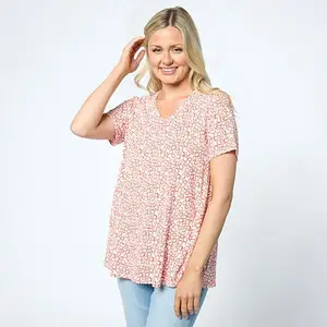 MarlaWynne WynneLayers Printed Jersey Knit V-Neck Butterfly Tee