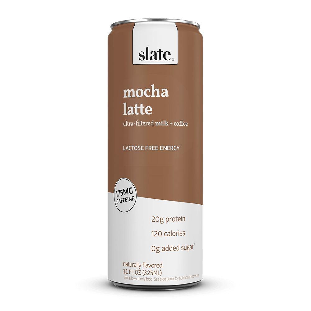 Slate Milk - High Protein Iced Coffee - Mocha Latte - 175mg Caffeine, Lactose Free Energy - 20g Protein, 1g Sugar, 110 Calories, 3g Net Carbs, No Sugar Added - Protein Coffee - 11 fl oz, 12 Cans