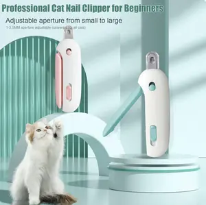 Cat Nail Clipper with 4-Size Adjustable Trimming Hole & Hidden Nail File I Safe Toenail Trimmer for Kittens & Indoor Cats I Anti-Splash Claw Cutter for Pet Grooming