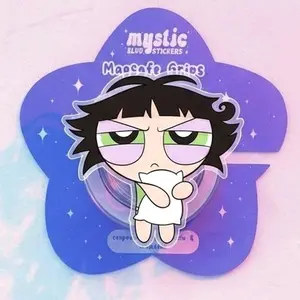 Grumpy Sleeping Girl Magneticphonegrips – Tired Mood Cartoon Griptok for Kindleholder, Morning Person Aesthetic Phone Stand, Funny Lazy Girl Accessory.