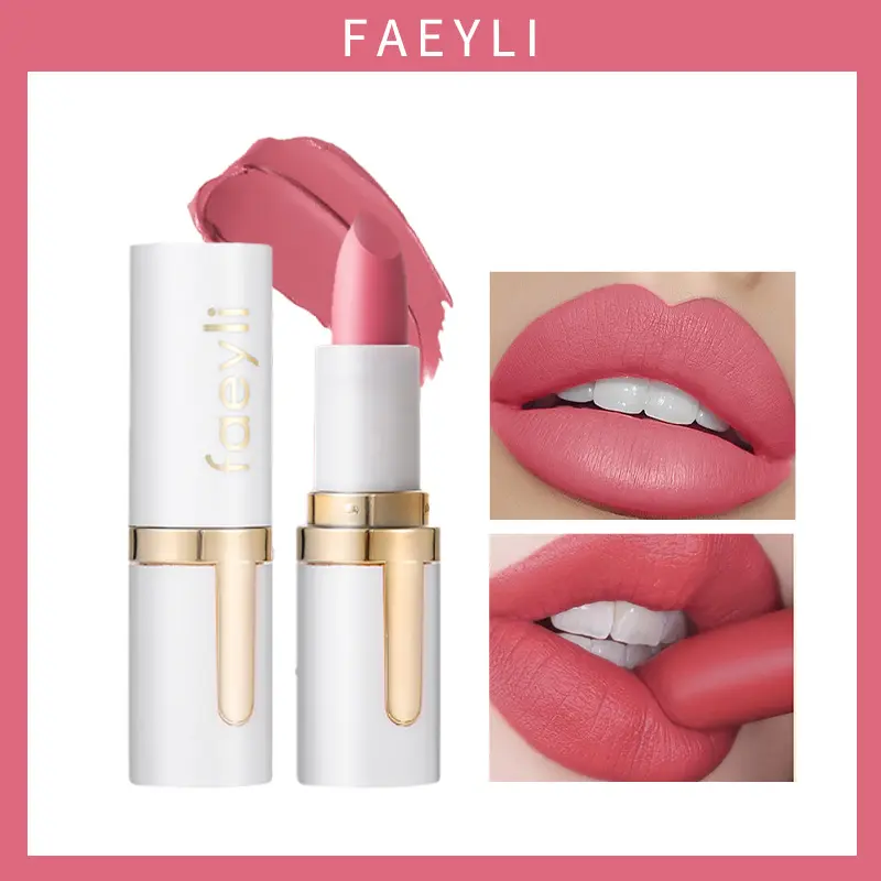 Matte White Tube High Pigmentation Lipstick - Long-Lasting Velvet Formula, 6 Shades Nude Lip Makeup, Lip Gloss for Beauty & Personal Care, High Pigmentation Lipstick & Lip Gloss