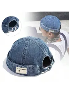 VYNCE HAT1Pc Men Sports Outdoor Clothing Casual Brimless Hat Brimless Denim Hat Men Women Retro Caps Washed Cowboy Skullcap Fashion Dome Cap Hiking Hat, Head Circumference Adjustable M14.5