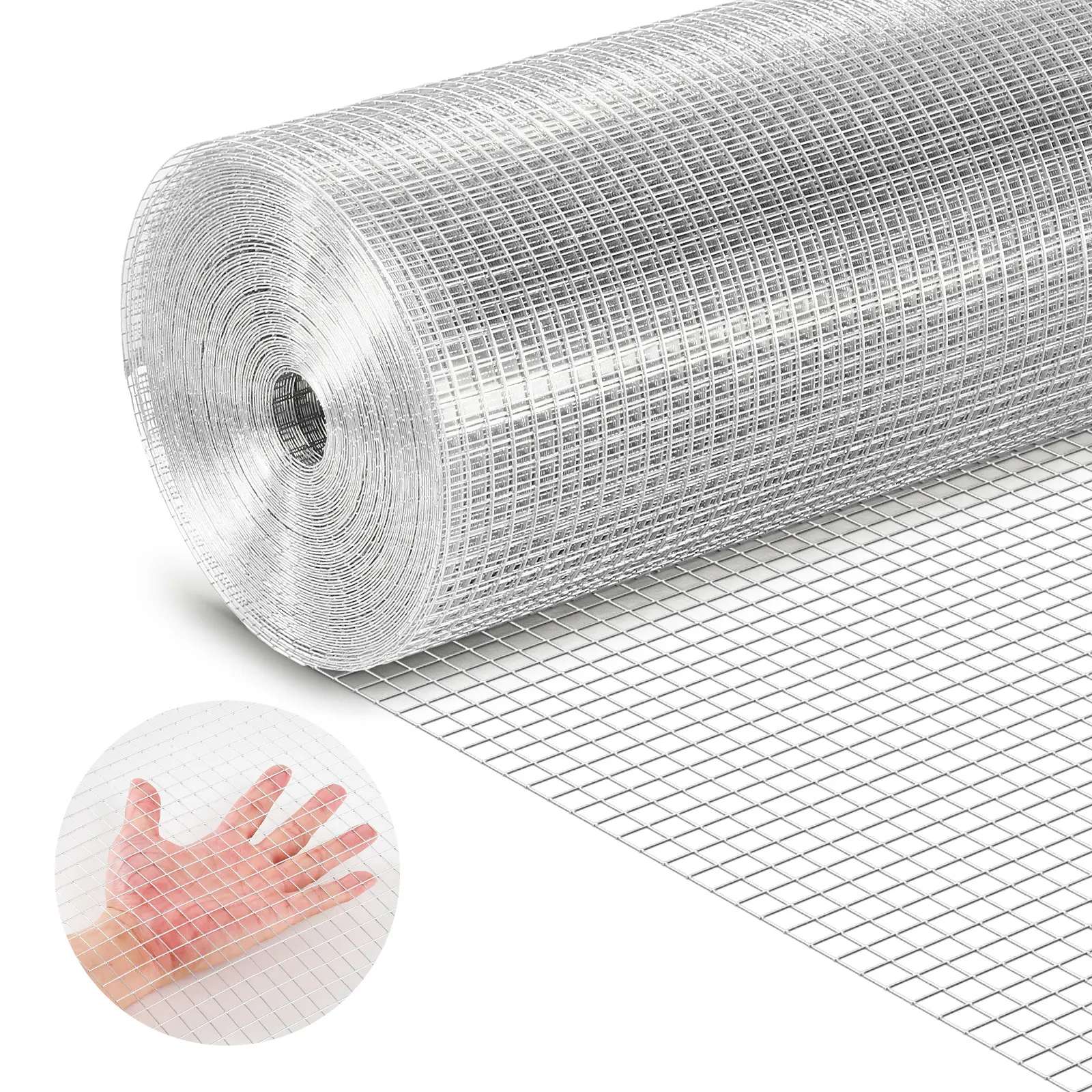 【SummerFinds】VEVOR Hardware Cloth, 1/2 inch 60 inch x 100 ft 19 Gauge Chicken Wire Fence, Hot-Dip Galvanized After Welding Metal Wire Mesh Roll, Garden Plant Welded Fencing Roll Supports Poultry Netting Cage Fence