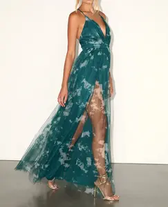 Lulus Elegant Moment Emerald Green Tie-Dye Backless Maxi Dress
