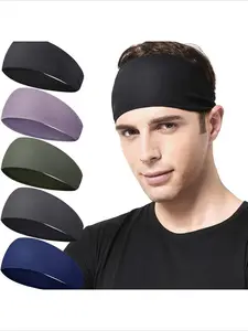 Running Fitness Headband Unisex Sports Yoga Sweat Absorbent Band Elastic Cotton Towel Pure Color Headscarf