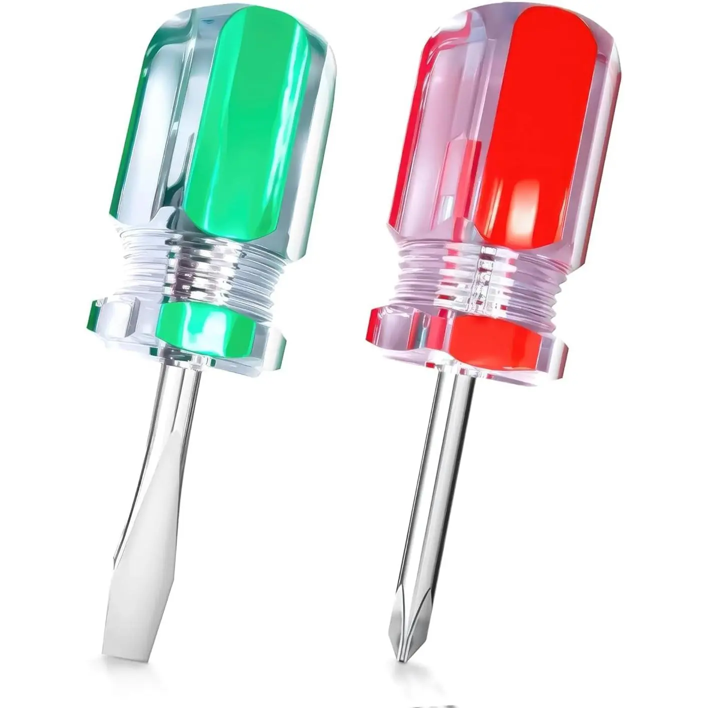 2 count Magnetic Short Screwdrivers - Mini Stubby Phillips and Flathead Set - Pocket Slotted Repair Tool - Compact Magnetic Tip Hand Tools for Tight Spaces, DIY, Home, Car, Electronics