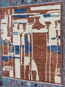Madras Modern Handwoven Contemporary Wool Rug – 9'9" × 8'2"