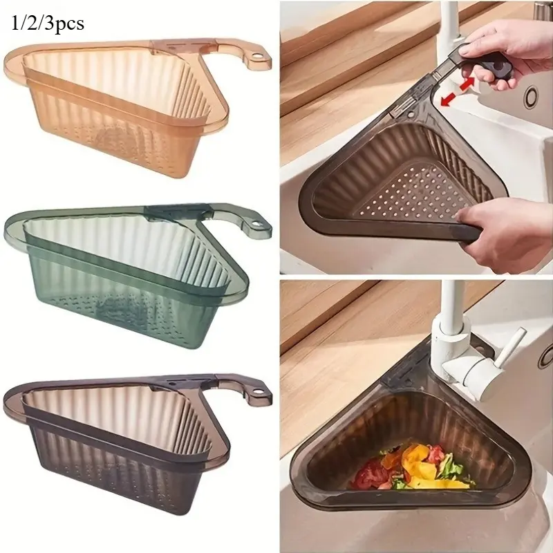 1/ 2/ 3pcs White Plastic Multi-Functional Swan Drain Basket - Large Capacity Sink Organizer with Easy Cleaning Design and Detachable Basket Kitchen Sink Strainer
