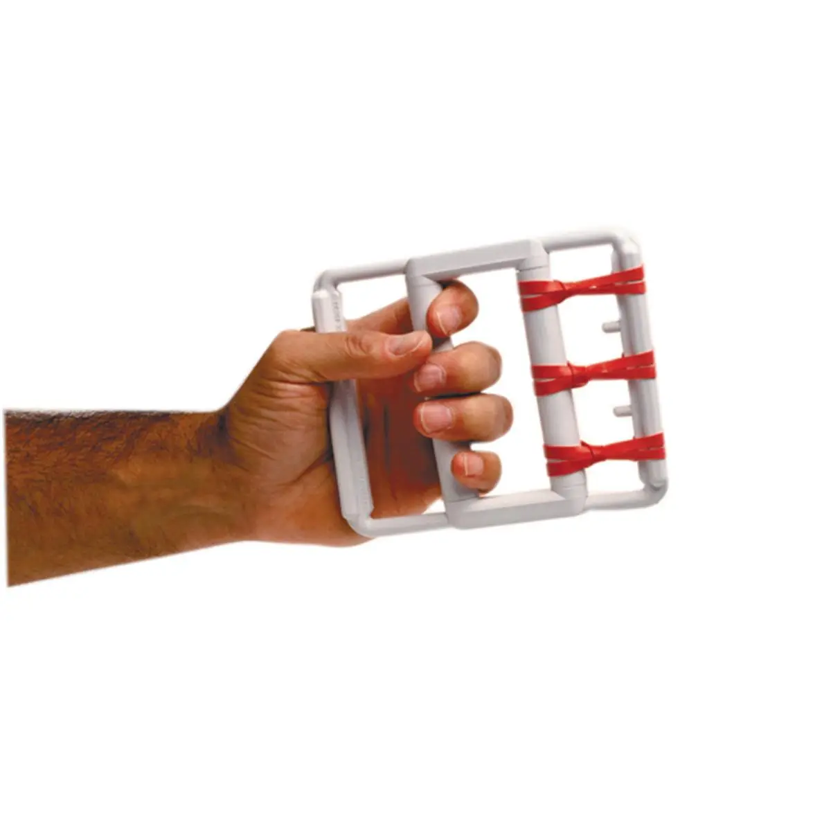 212 MAIN Compact CanDo Rubber-Band Hand Exerciser with Adjustable Resistance, 5 Red Bands, for Flexibility Training, Includes Bands