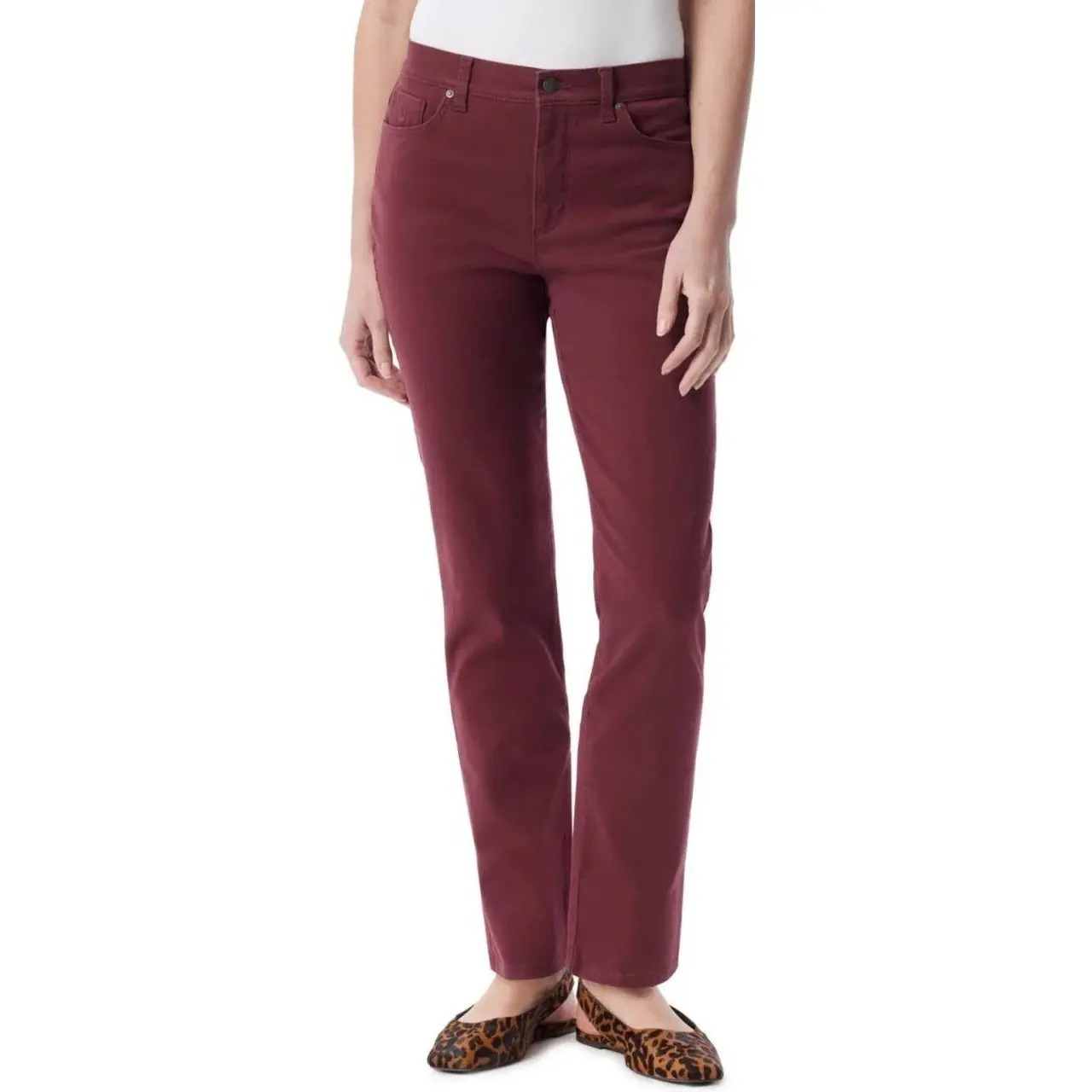 Gloria Vanderbilt Women's Petite Amanda Jeans - Classic Fit Straight Leg Burgundy Denim Bottoms, Denim Pants, Casual, Cotton, Denim Style Jeans