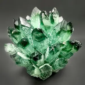 Fengshui Green Crystal Cluster Quartz Specimen, Spiritual Balance & Protection Crystals, Small Home Decor Ornament for Living Room or Office halloween party favor