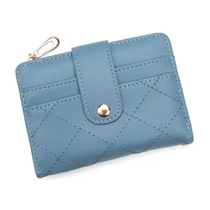 Women's Ultra-Thin Short Fashionable Wallet - Multiple Card Slots, Buckle Design, Built-In Coin Purse