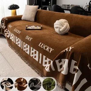 Snowy Chenille Nordic Style Sofa Cover, Anti-Cat Scratch Non-Slip Full Wrap Blanket, Durable & Stylish Furniture Protector