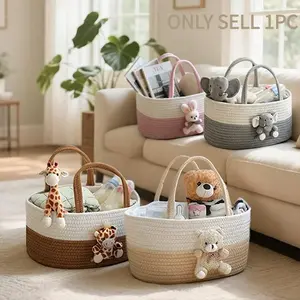 Cotton Rope Woven Storage Basket, Multipurpose Basket, Home Organizer, Room Organizer, Party Gift Basket, Holiday Gift Basket, Versatile Decorative Storage Solution