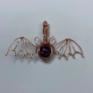 Bat Pendant - Handmade, Copper, cord necklace included