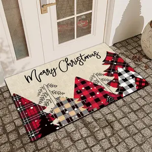 1Pc Colorful Christmas Tree Silica Mud Anti-Slip Water-Absorbing Door Mat For Indoor And Outdoor Use Kitchen  Dining Room Bathroom Bedroom And Holiday Home Decor Durable Decorative Mat