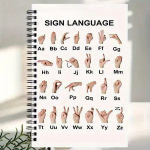 Sign Language Teaching Themed Notepad, 1 Count Hand Gesture Language Learning Notebook, Office Stationery & Supplies, Gift for Doctor & Nurse Friends