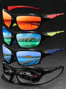 4pcs the latest men's and women's gingham pattern sports sunglasses come in various color options. offer UV400 protection, classic gingham-patterned frames with rubber nose pads and temple tips for comfortable wear.Suitable for various outdoor activities.