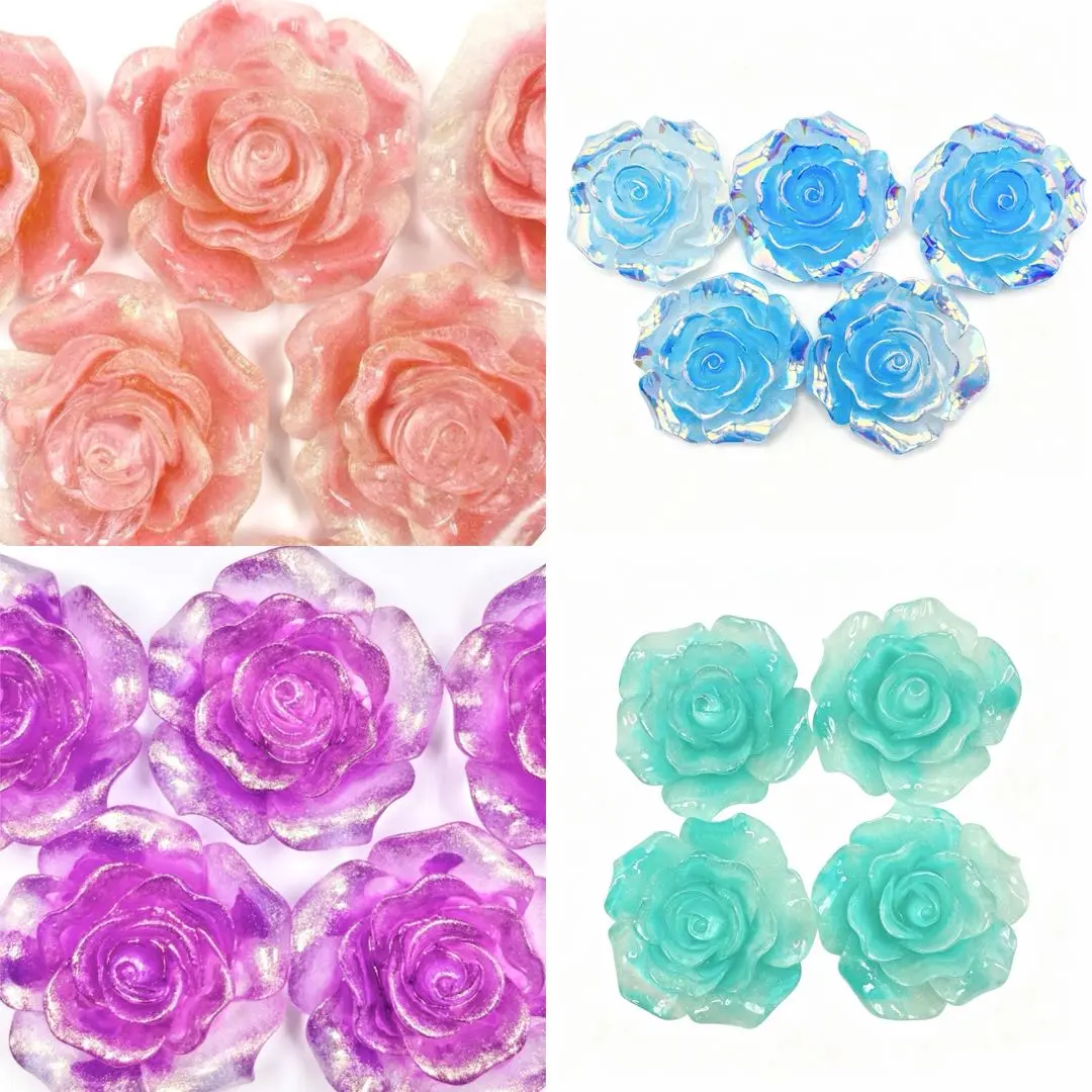 Satin Rose With Glitter Rose(60mm)-for DIY Design, Resin Crafts & Deco Projects